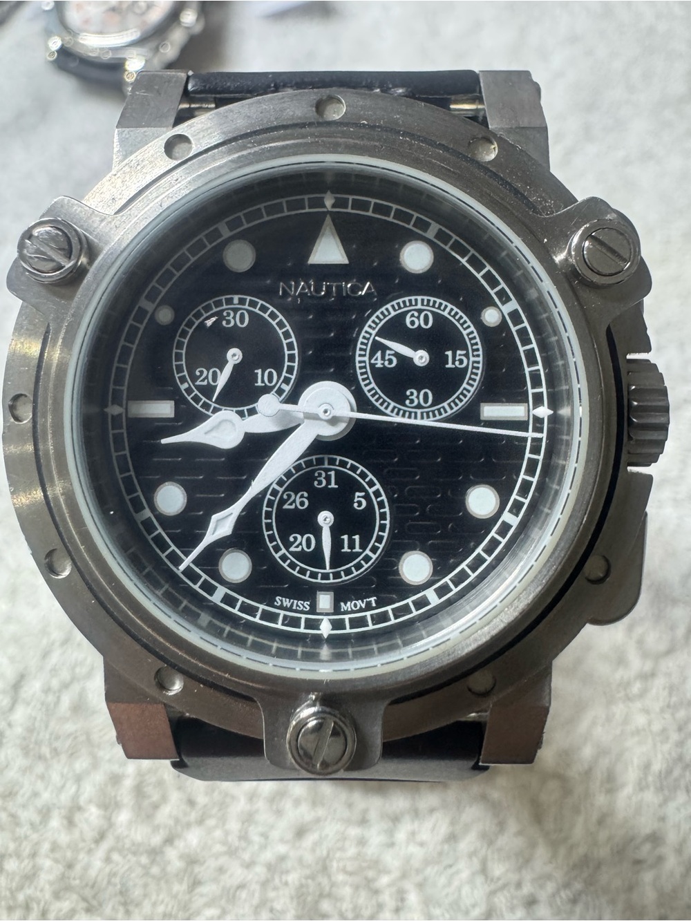 Nautica Men's Black Dial Stainless Steel Chronograph Watch